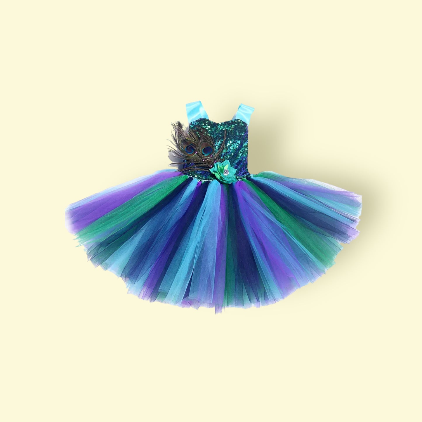 Pfauen-Tutu-Kleid für Mädchen - Elegantes Prinzessinnen-Kostüm für besondere Anlässe