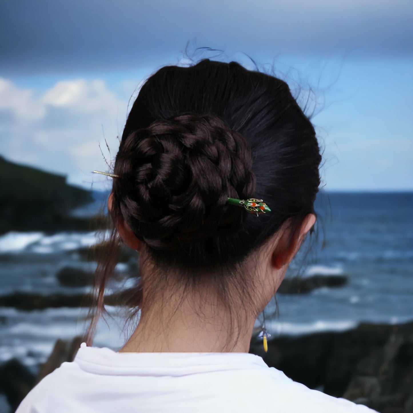 Pfauen-Haarclip: Vintage-Haarstab für Damen