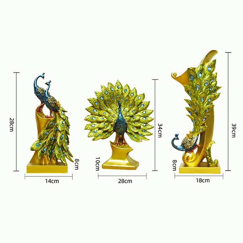 Figurine décorative en résine, Sculpture de paon, parfaite pour la maison et le bureau