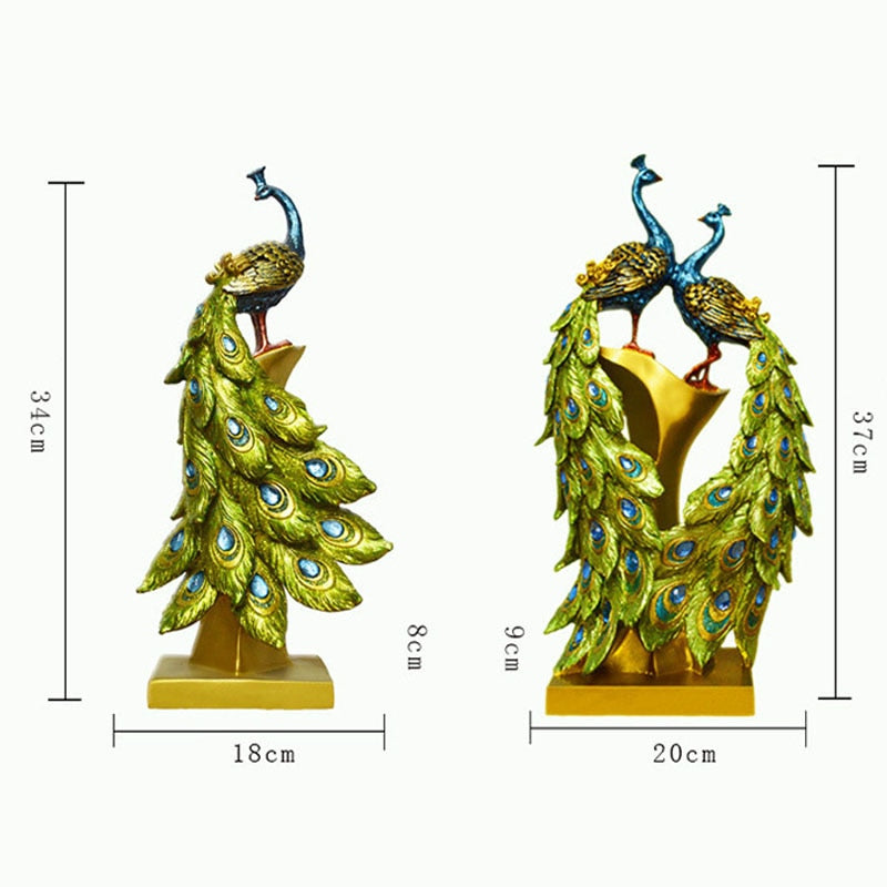Figurine décorative en résine, Sculpture de paon, parfaite pour la maison et le bureau