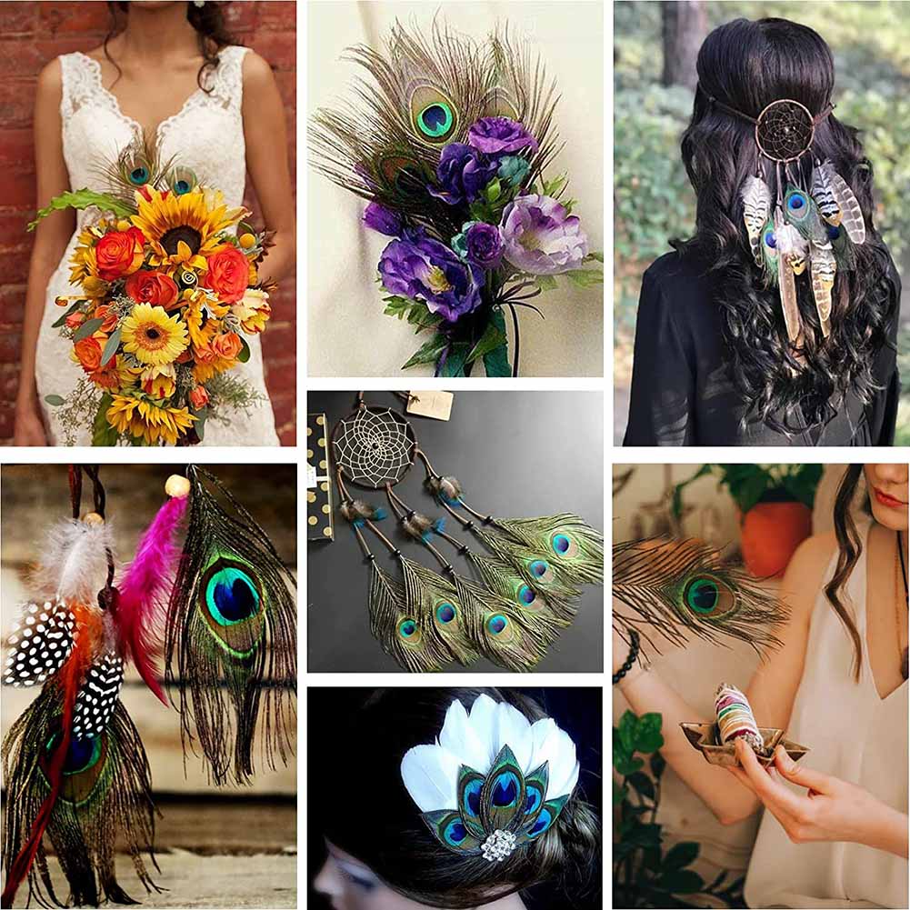 Natural Peacock Feathers: Set of 10 for Crafts & Home Decoration (25-30cm)