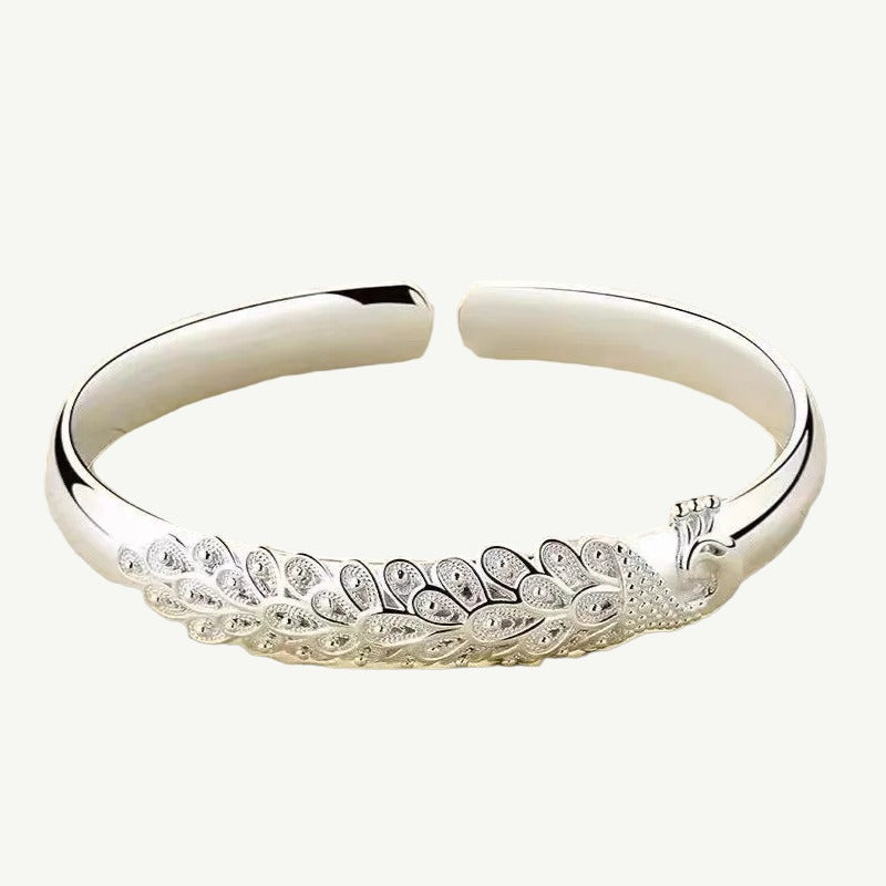 Eleganter Pfau Armreif aus 925 Sterling Silber