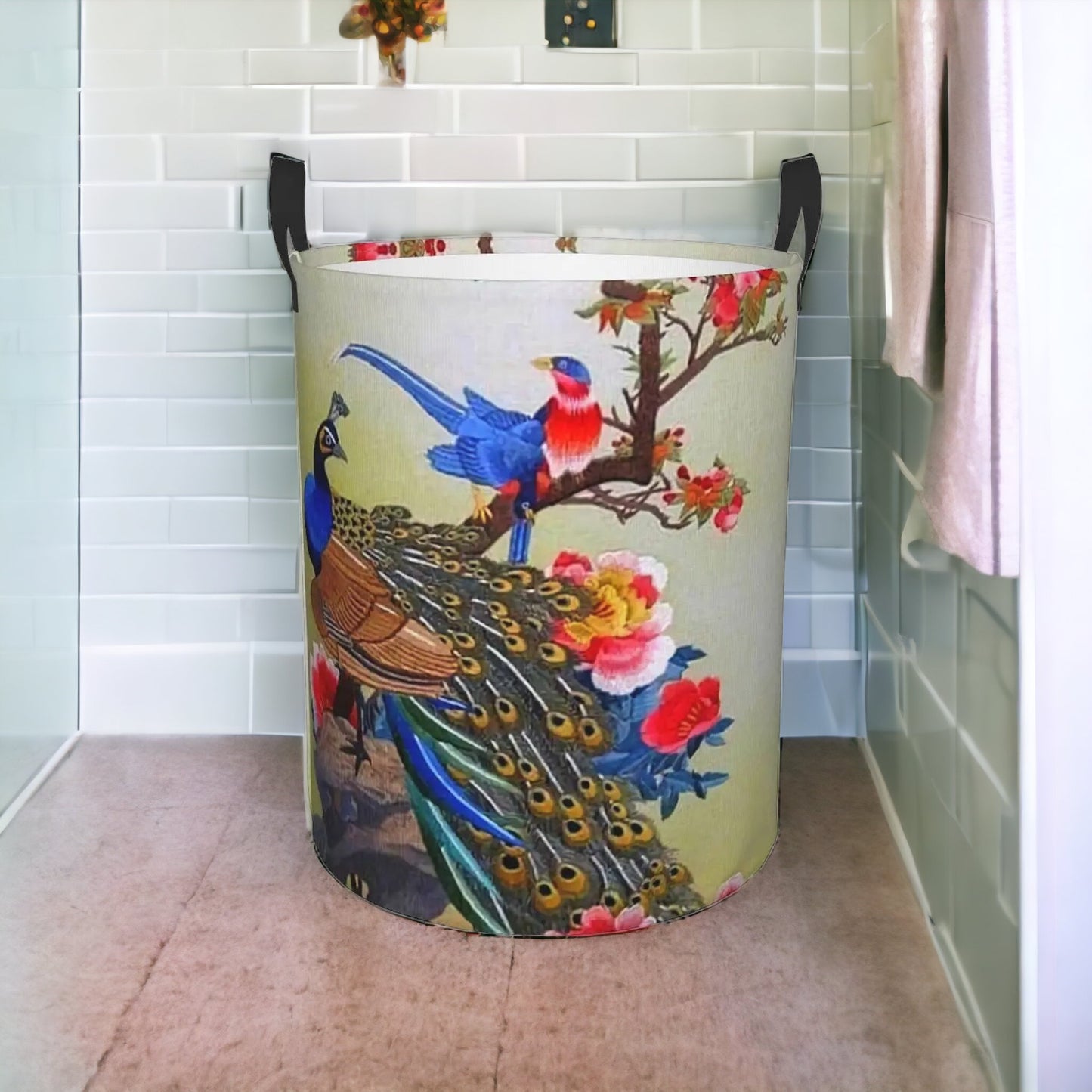 Faltbarer Wäschekorb mit Pfauen-Design: Stylische und praktische Aufbewahrung fürs Kinderzimmer!