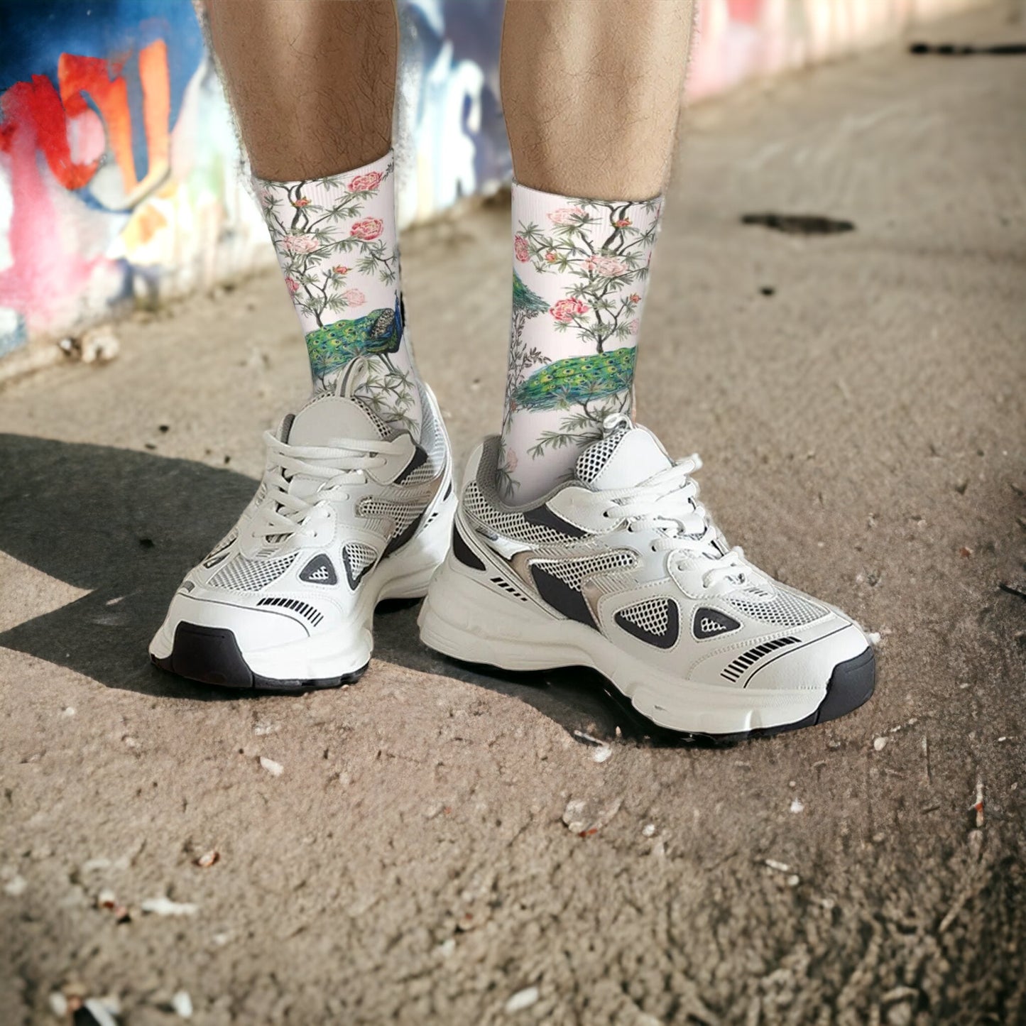 Exotische Chinoiserie-Pfauensocken: Ein Hauch von Vintage für deine Füße!