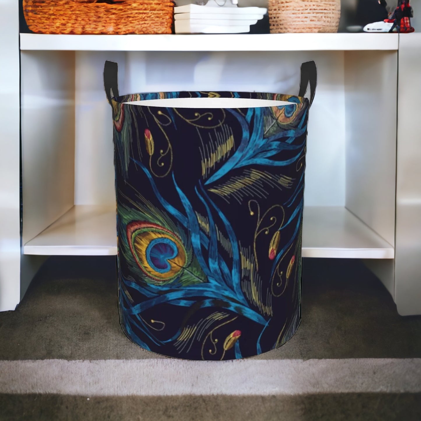 Faltbarer Wäschekorb mit Pfauen-Design: Stylische und praktische Aufbewahrung fürs Kinderzimmer!