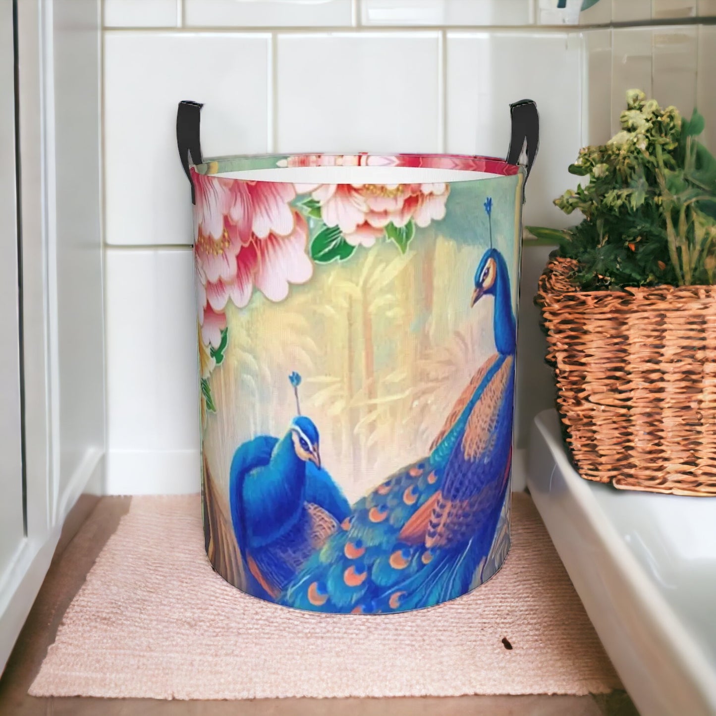 Faltbarer Wäschekorb mit Pfauen-Design: Stylische und praktische Aufbewahrung fürs Kinderzimmer!