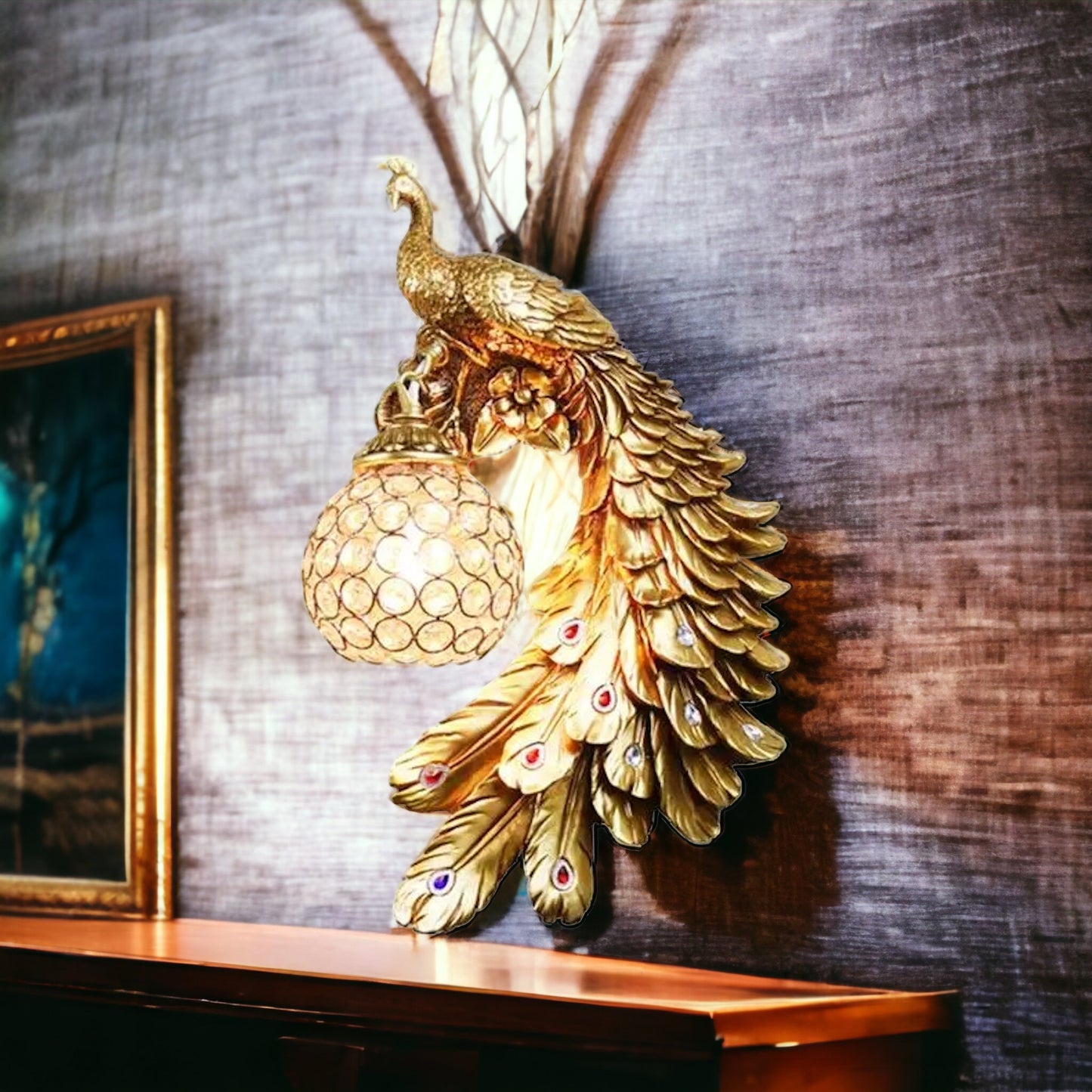 Retro-Pfau-Wandleuchte: Doppelte Farbpracht - Stilvolles Flair für Dein Zuhause