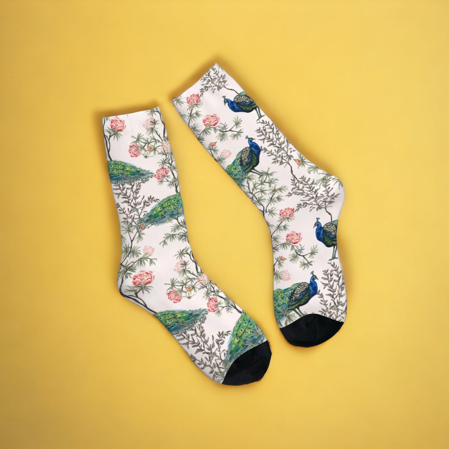 Exotische Chinoiserie-Pfauensocken: Ein Hauch von Vintage für deine Füße!