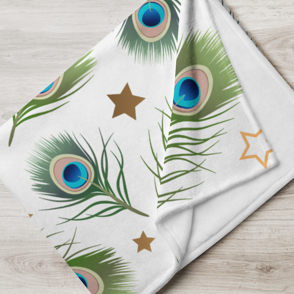 Pfauenfeder-Decke – Seidenweiche Kuscheldecke mit Stil