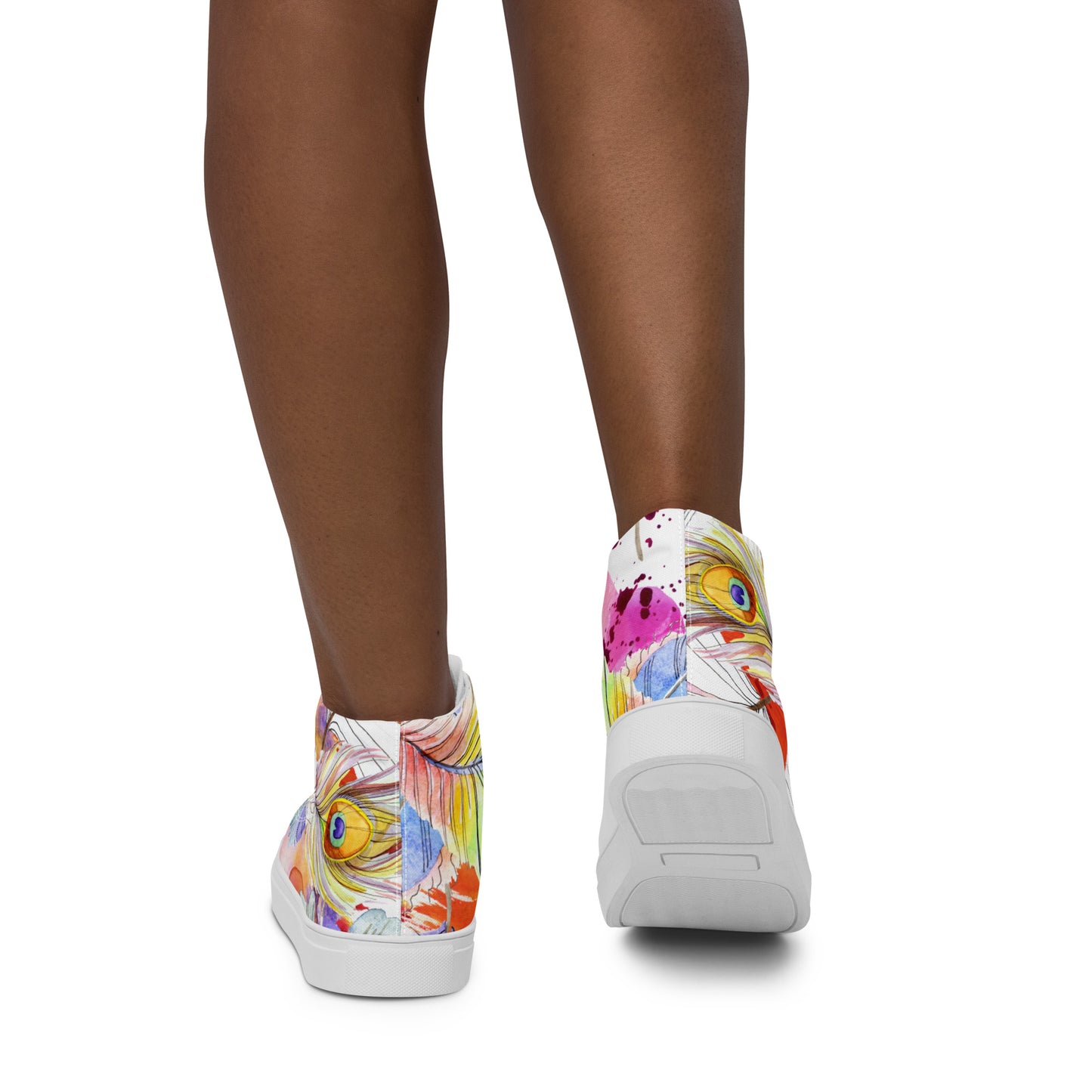Stylische High Top Canvas-Schuhe im Pfauenfeder-Design – Komfort und Eleganz vereint