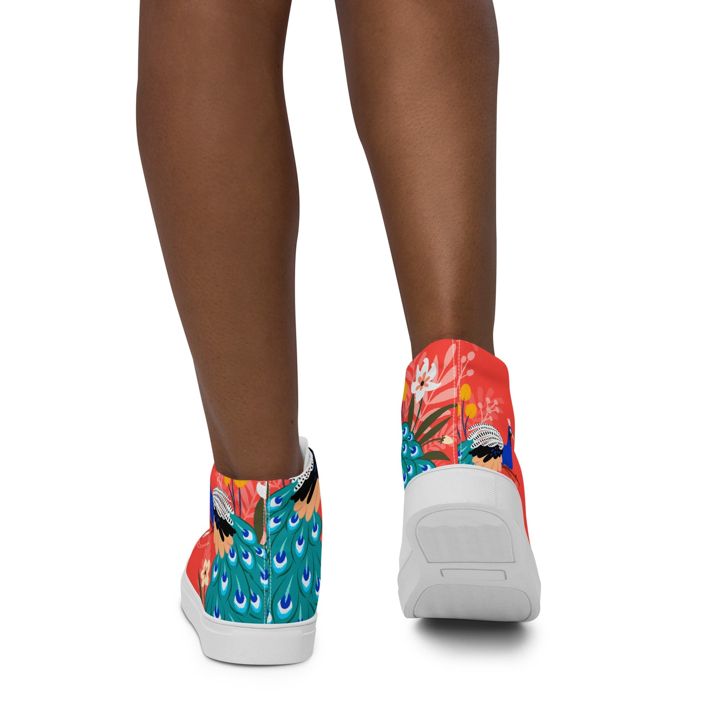 High Top Canvas-Schuhe mit floralem Pfauen-Design – Farbenfroh und stilvoll