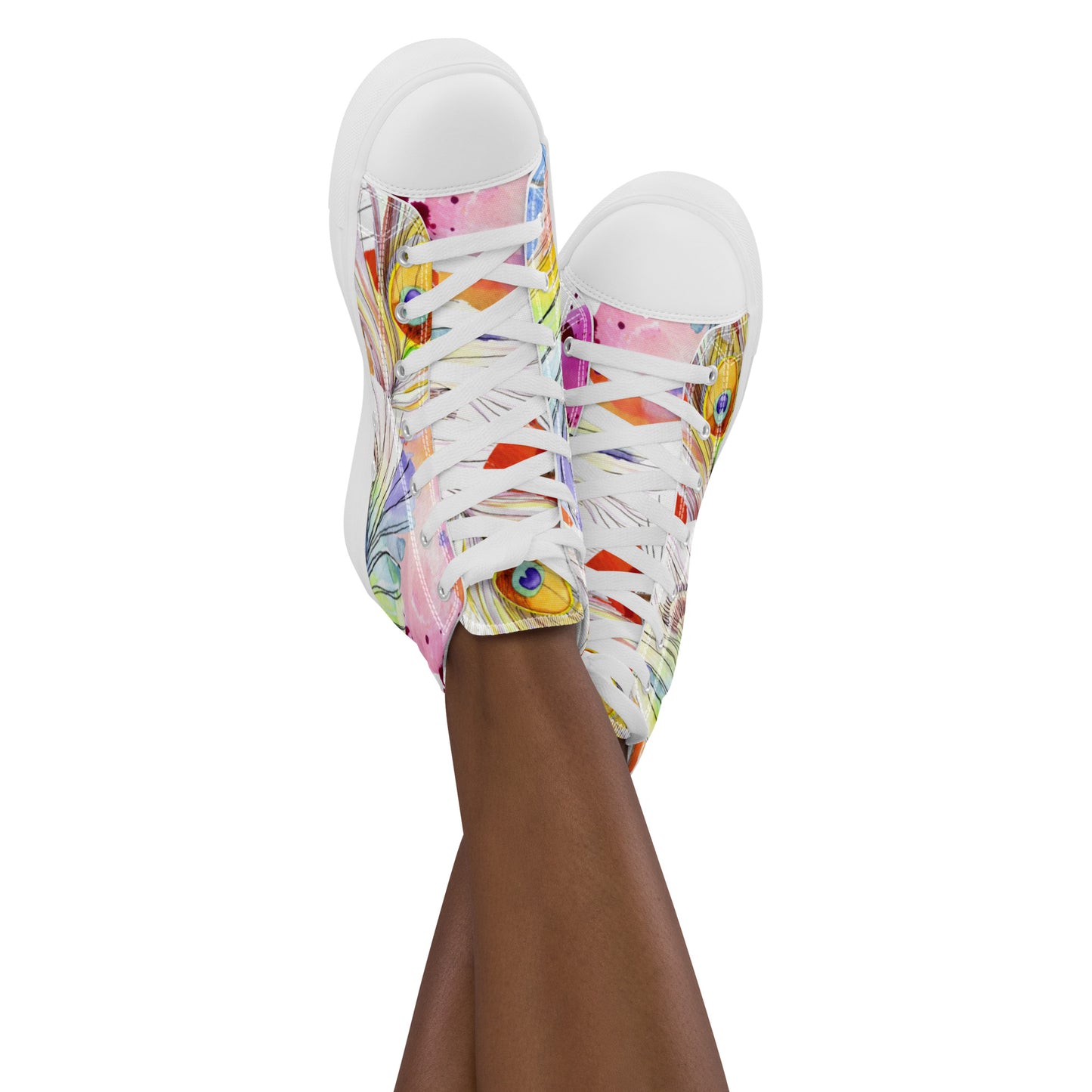 Stylische High Top Canvas-Schuhe im Pfauenfeder-Design – Komfort und Eleganz vereint