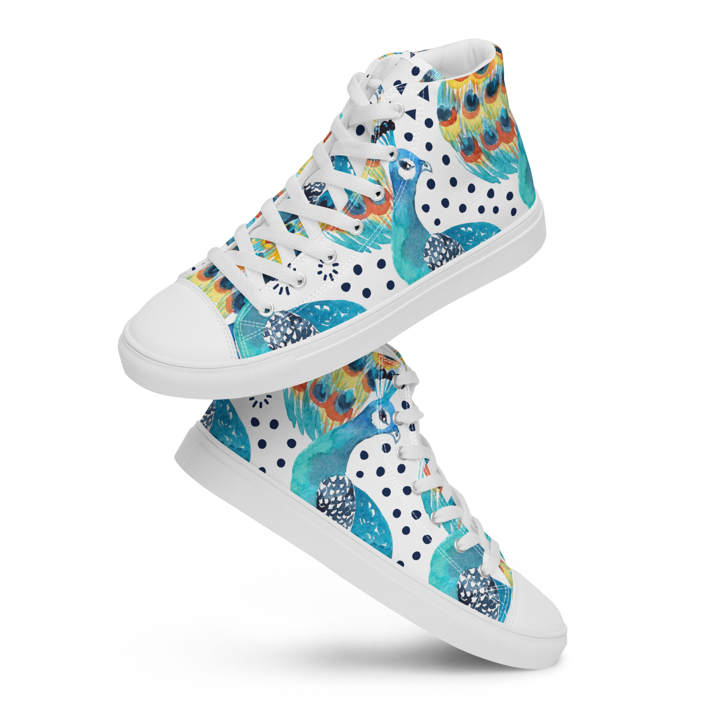 High Top Canvas-Schuhe im Pfauenmuster – Komfort trifft auf einzigartigen Stil