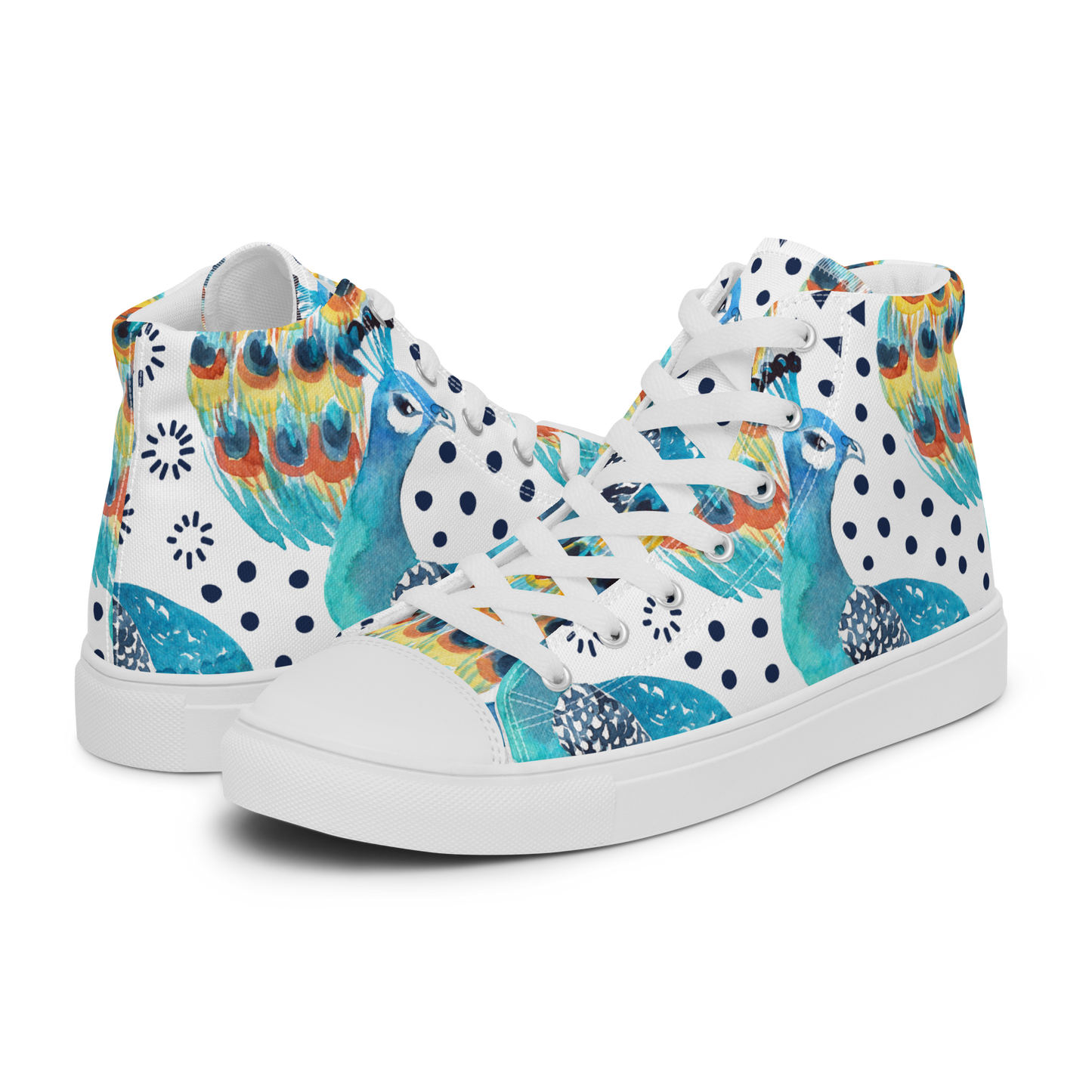 High Top Canvas-Schuhe im Pfauenmuster – Komfort trifft auf einzigartigen Stil