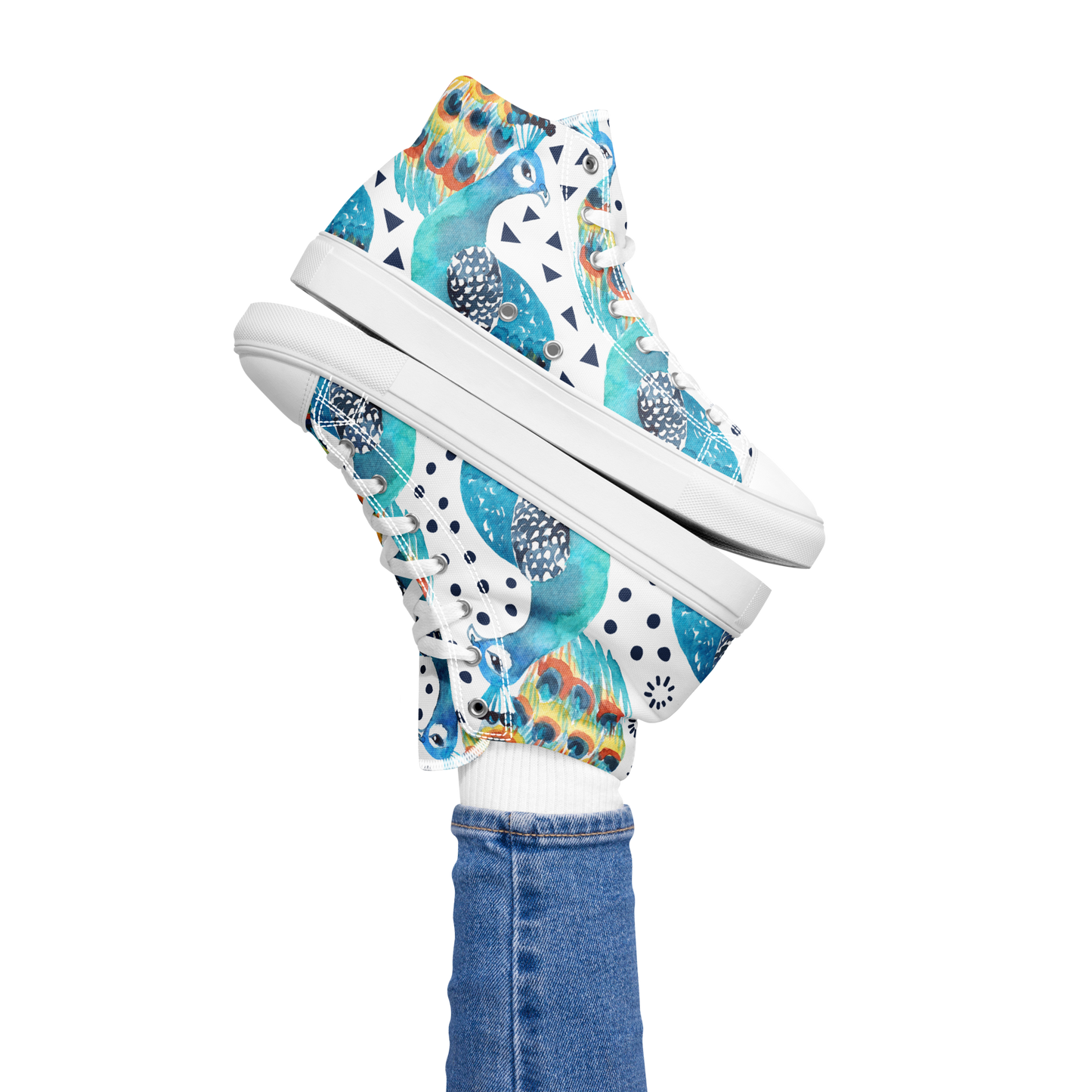 High Top Canvas-Schuhe im Pfauenmuster – Komfort trifft auf einzigartigen Stil