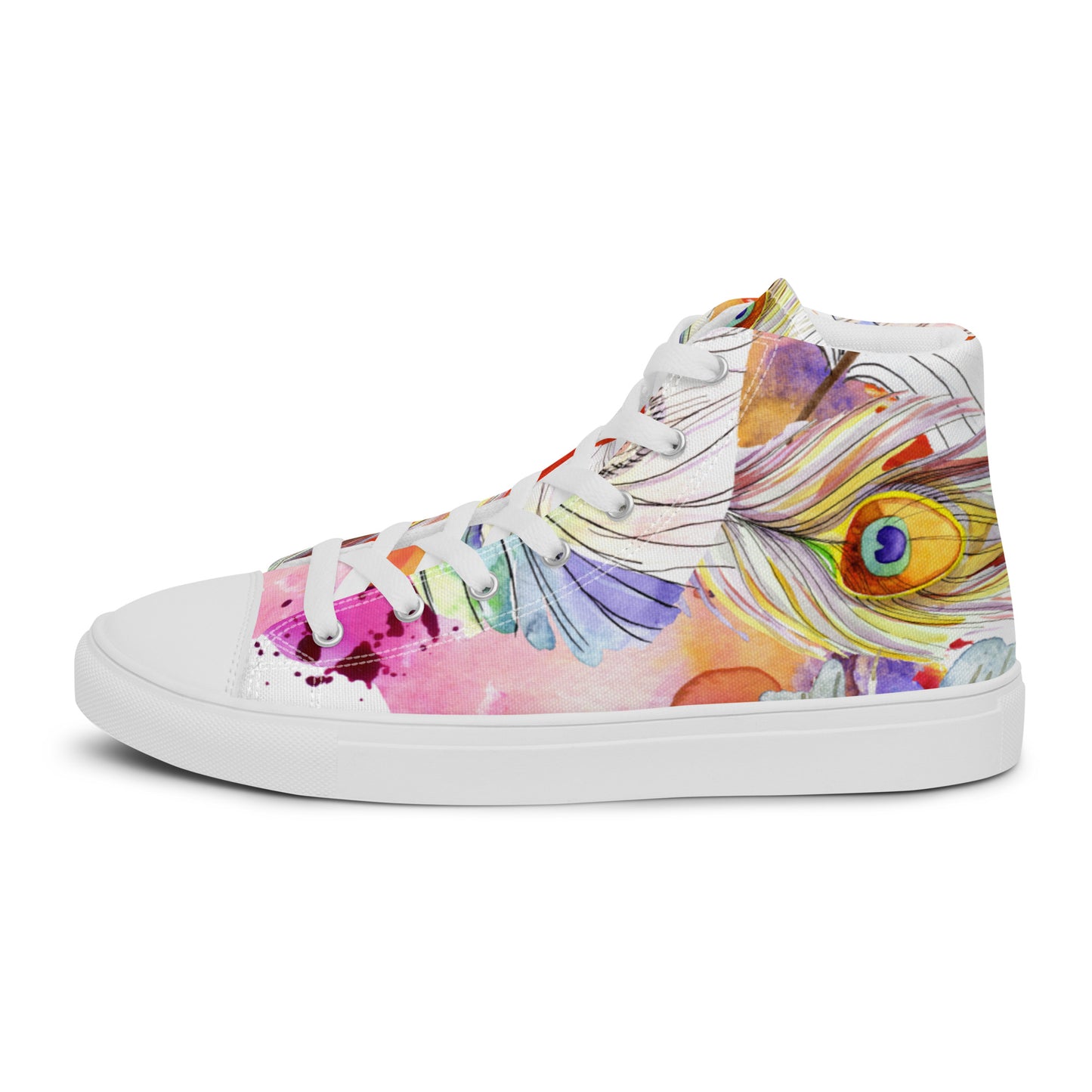 Stylische High Top Canvas-Schuhe im Pfauenfeder-Design – Komfort und Eleganz vereint