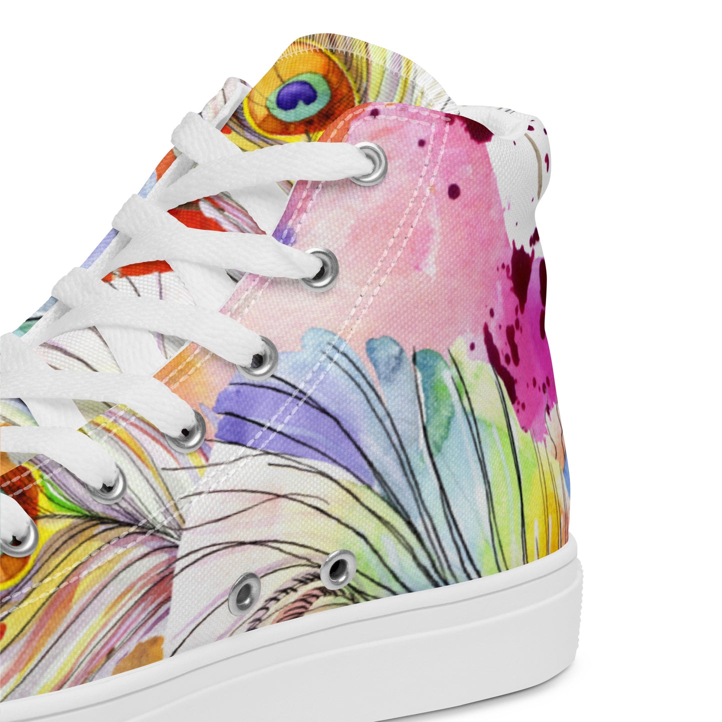 Stylische High Top Canvas-Schuhe im Pfauenfeder-Design – Komfort und Eleganz vereint