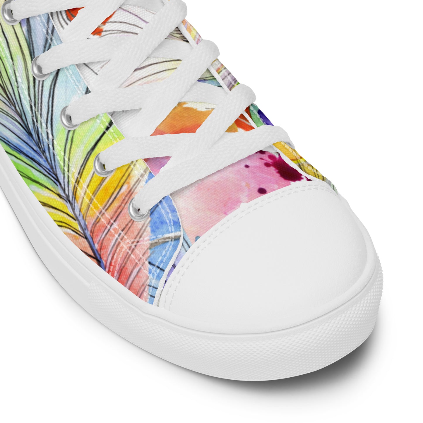 Stylische High Top Canvas-Schuhe im Pfauenfeder-Design – Komfort und Eleganz vereint