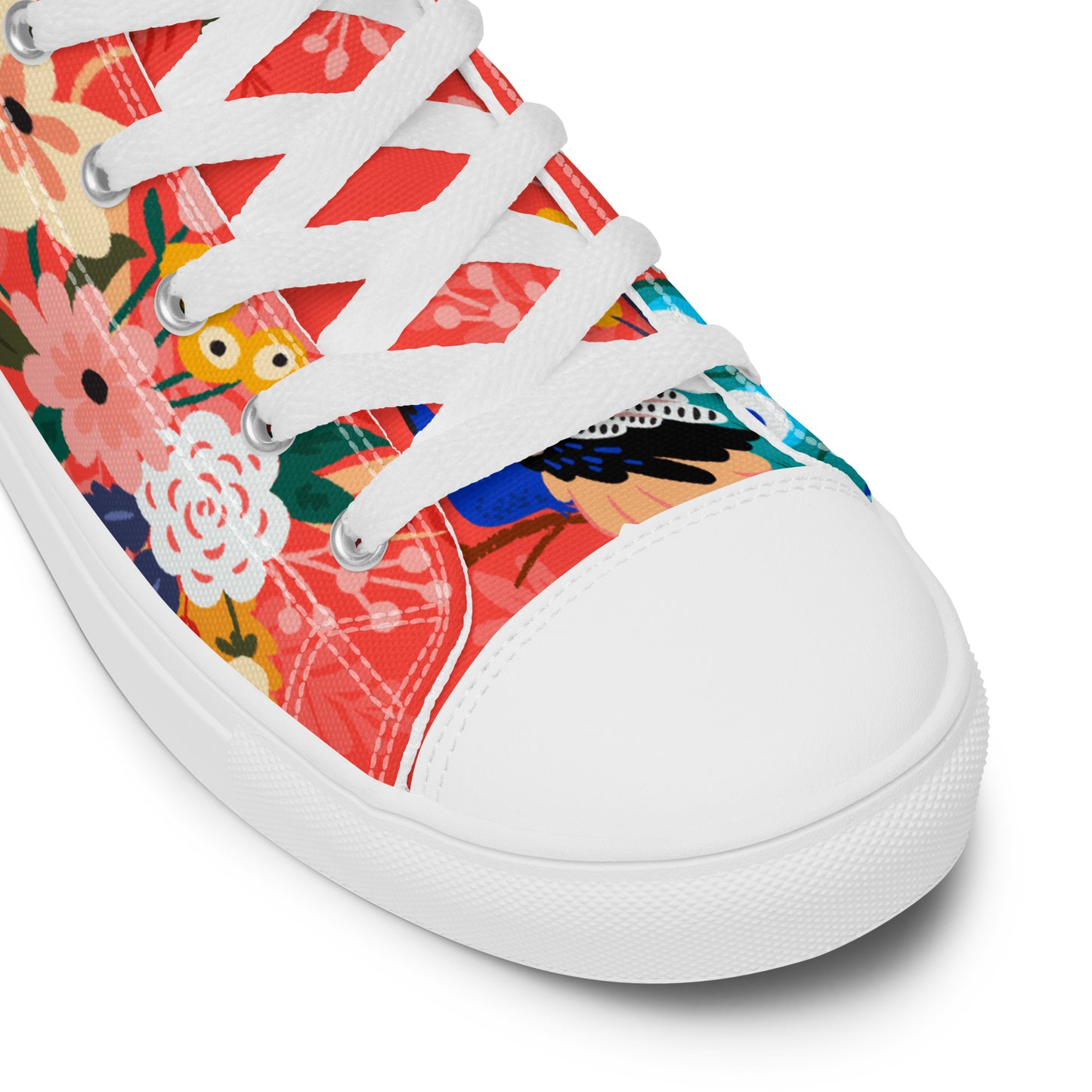 High Top Canvas-Schuhe mit floralem Pfauen-Design – Farbenfroh und stilvoll