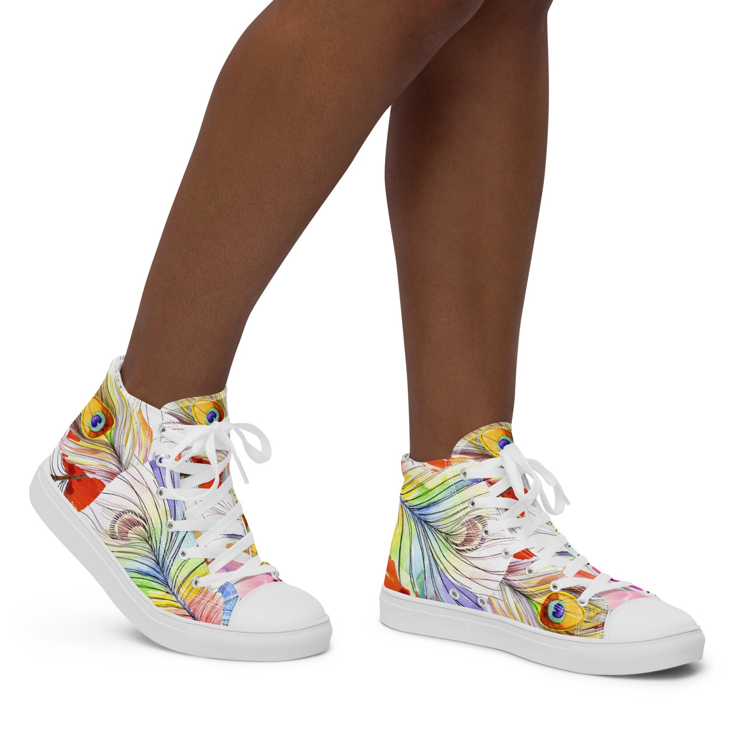 Stylische High Top Canvas-Schuhe im Pfauenfeder-Design – Komfort und Eleganz vereint