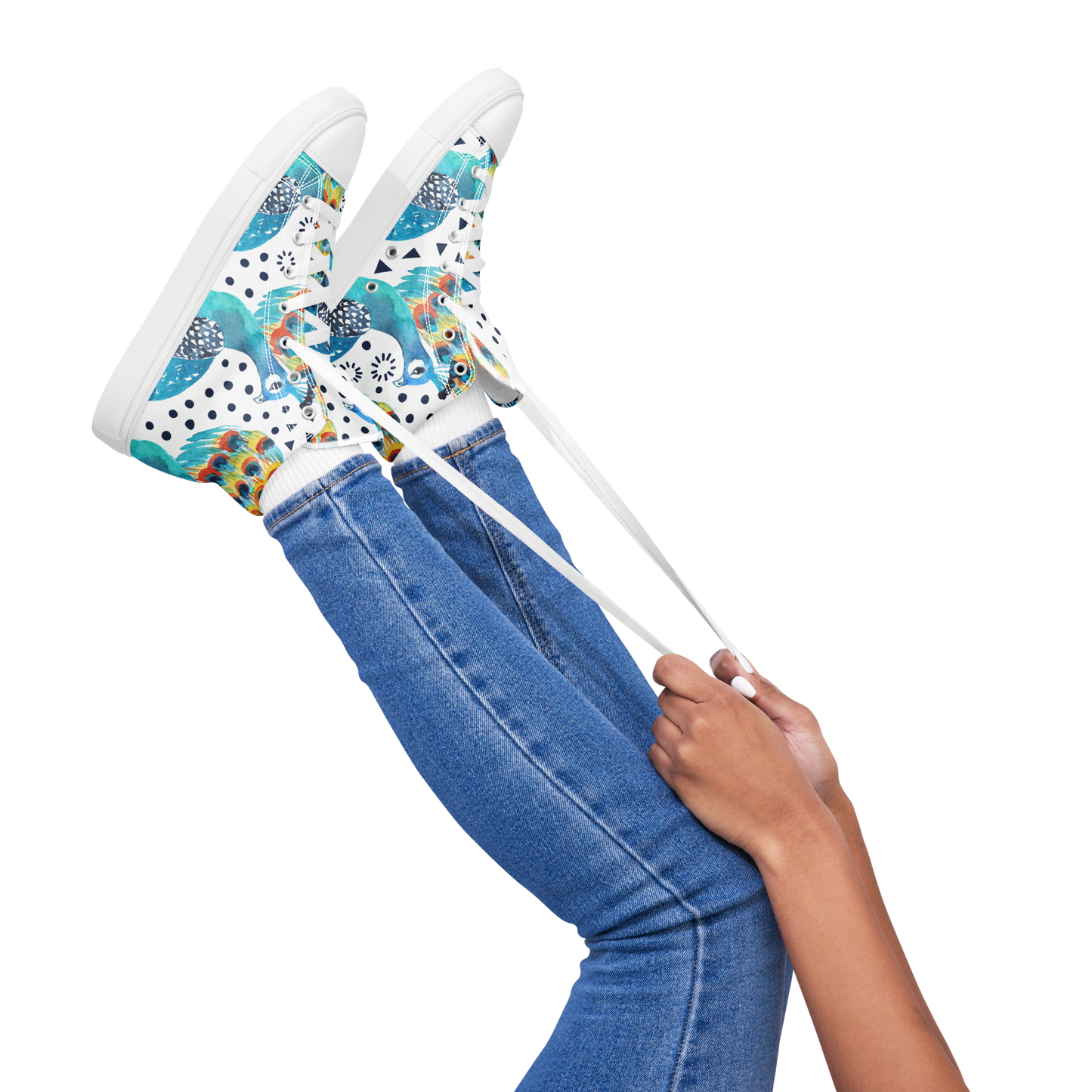 High Top Canvas-Schuhe im Pfauenmuster – Komfort trifft auf einzigartigen Stil