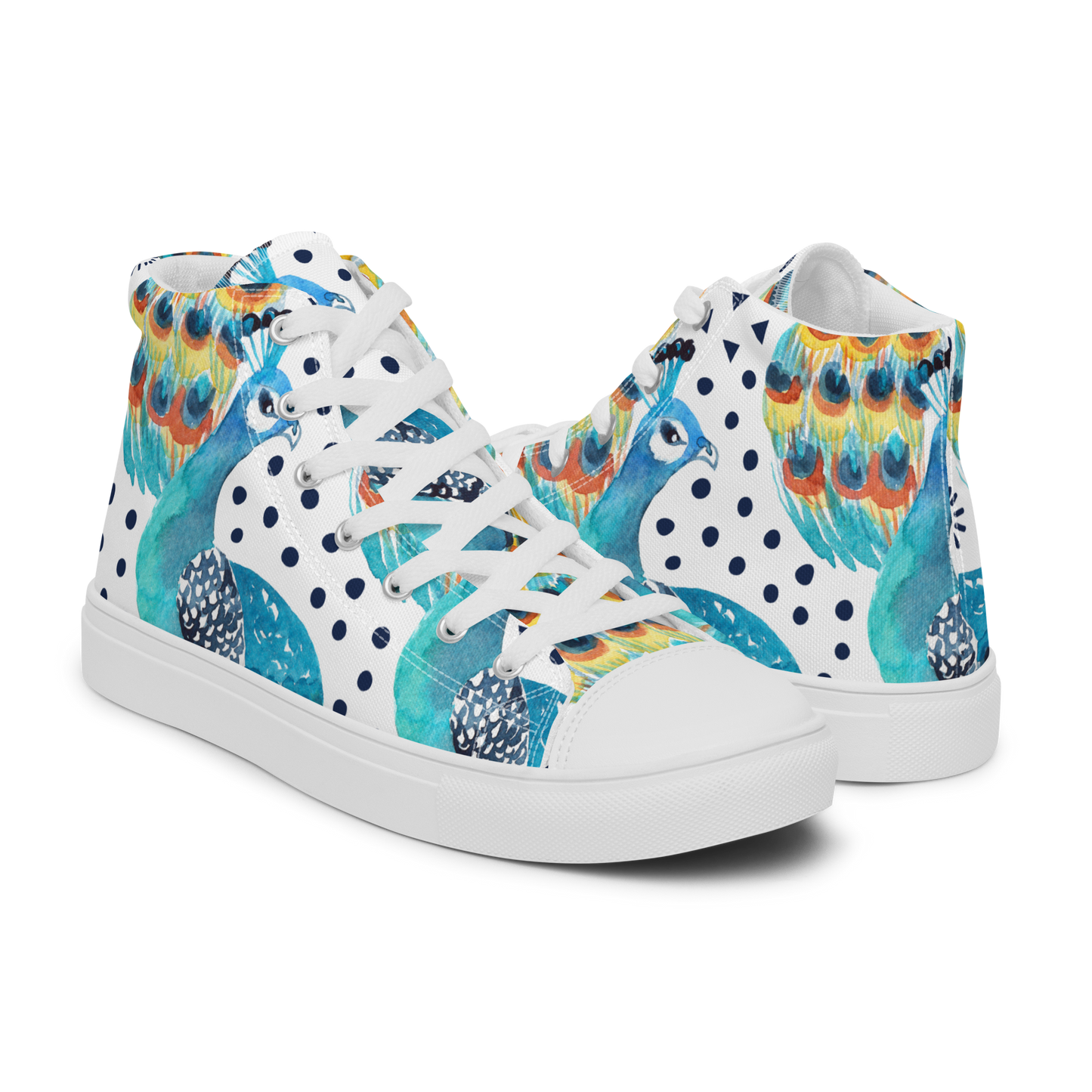 High Top Canvas-Schuhe im Pfauenmuster – Komfort trifft auf einzigartigen Stil
