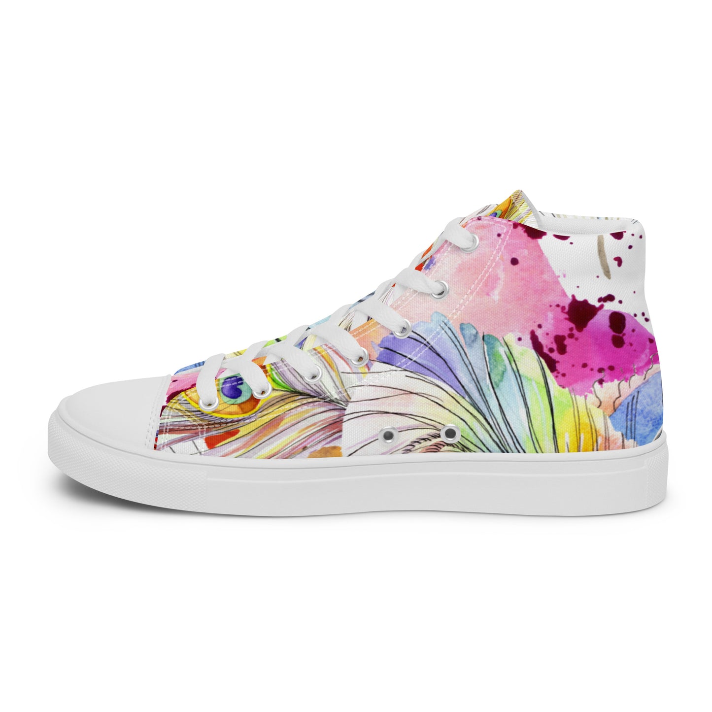 Stylische High Top Canvas-Schuhe im Pfauenfeder-Design – Komfort und Eleganz vereint