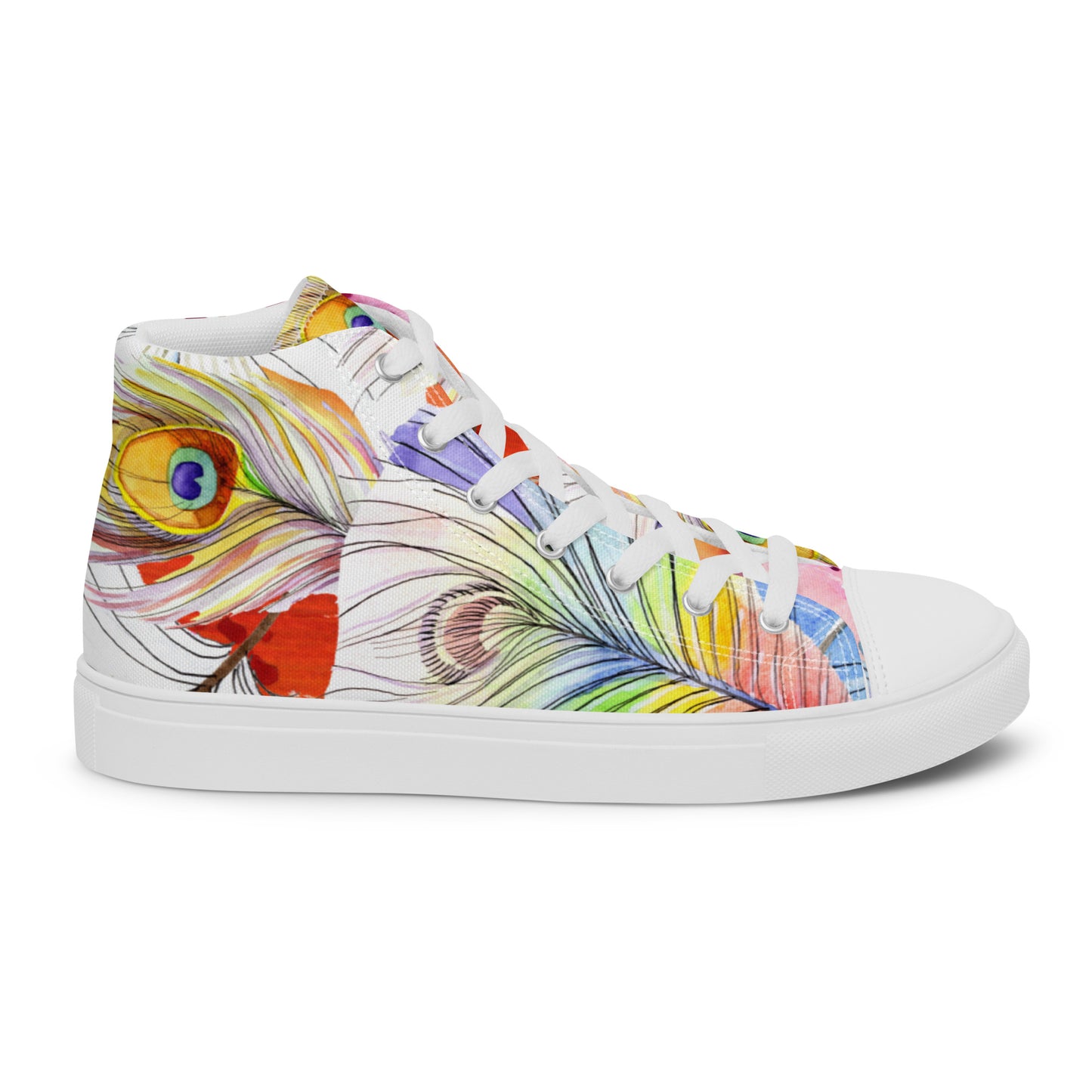 Stylische High Top Canvas-Schuhe im Pfauenfeder-Design – Komfort und Eleganz vereint