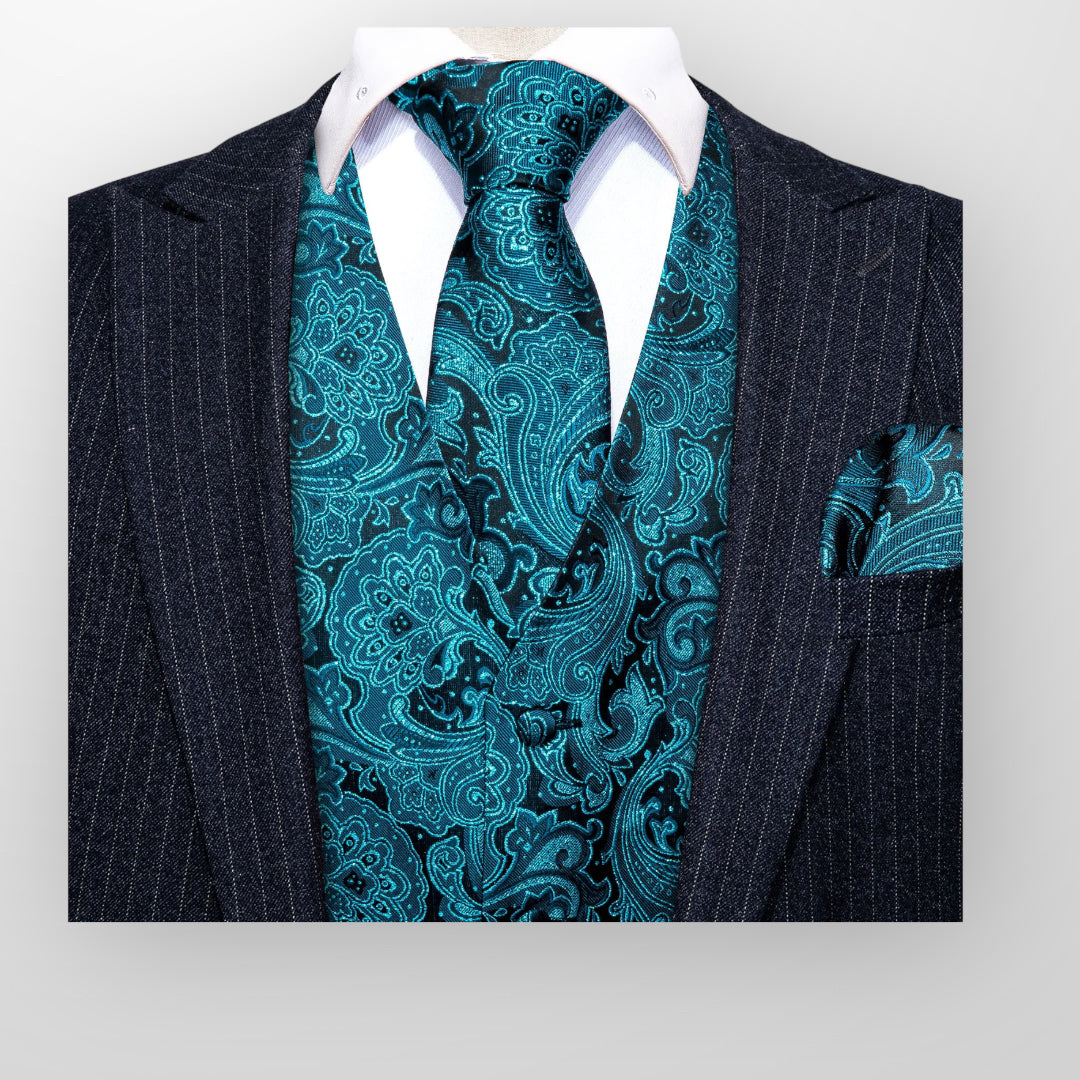 Elegante Seidenweste für Herren in Pfauenfarben