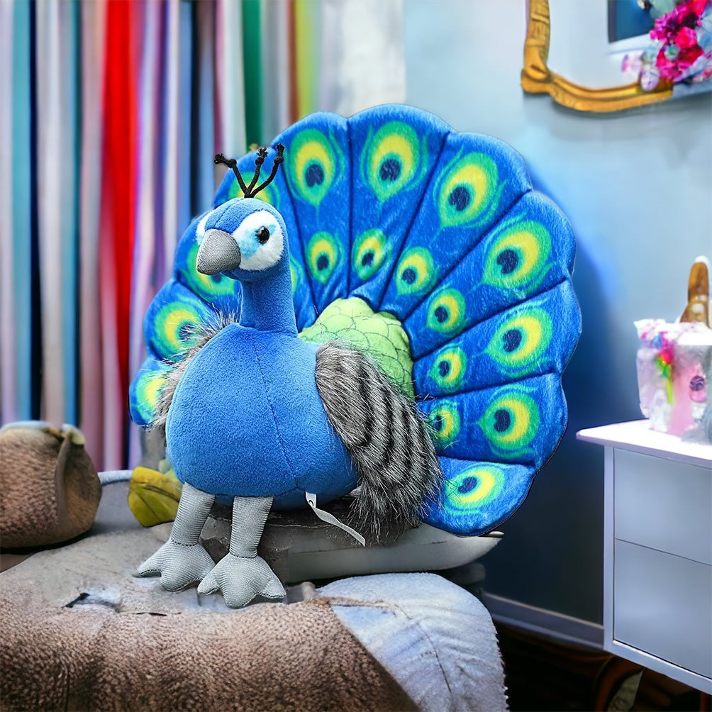 Paon en peluche câlin pour enfants