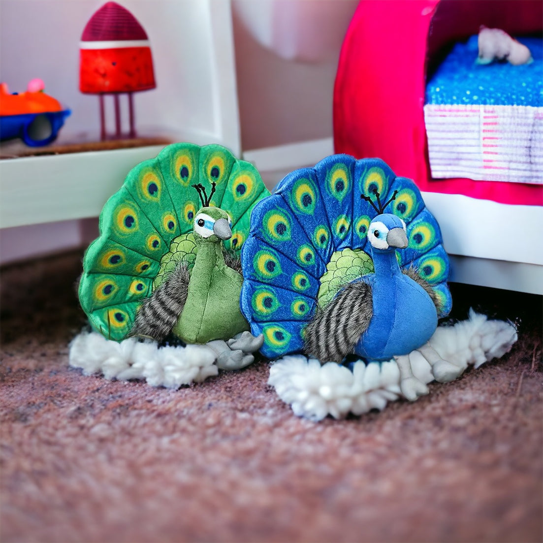 Paon en peluche câlin pour enfants