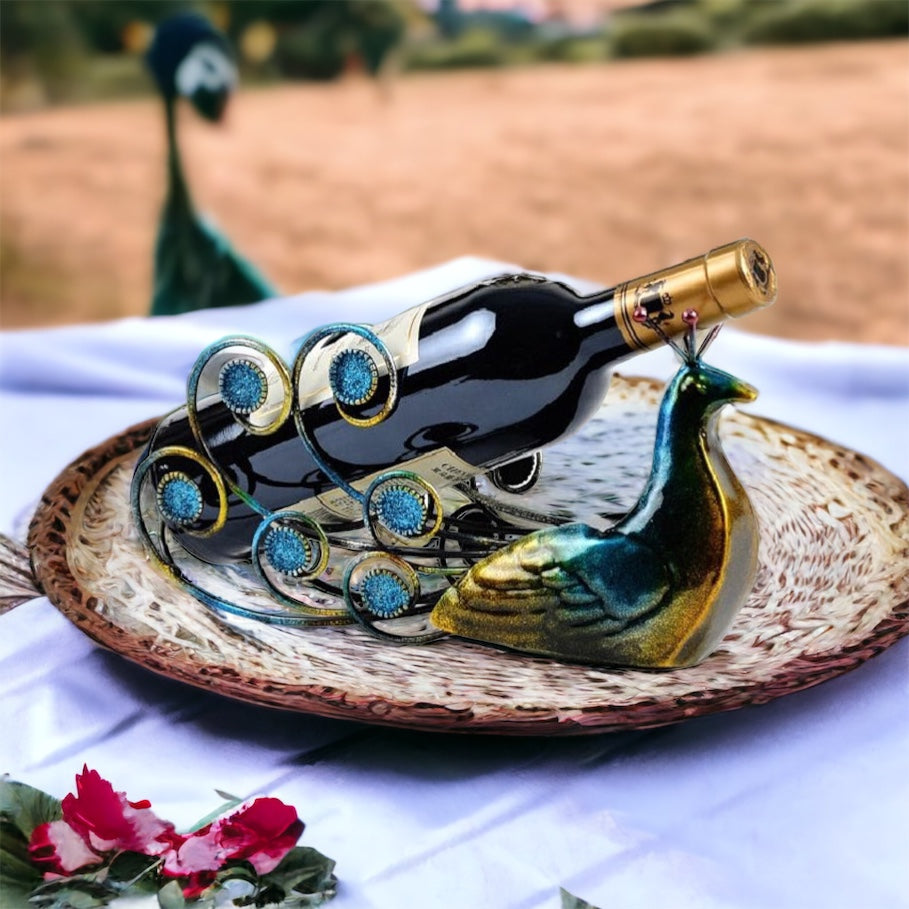 Exklusiver Weinflaschenhalter mit Pfau-Design