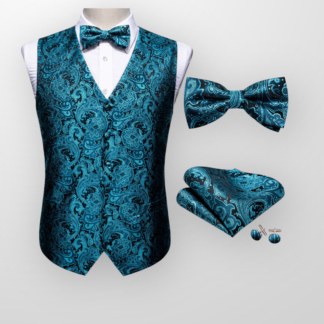 Elegante Seidenweste für Herren in Pfauenfarben