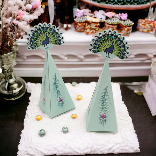 Set of 10 Peacock Design Candy Boxes: Creative gift packaging for special occasions