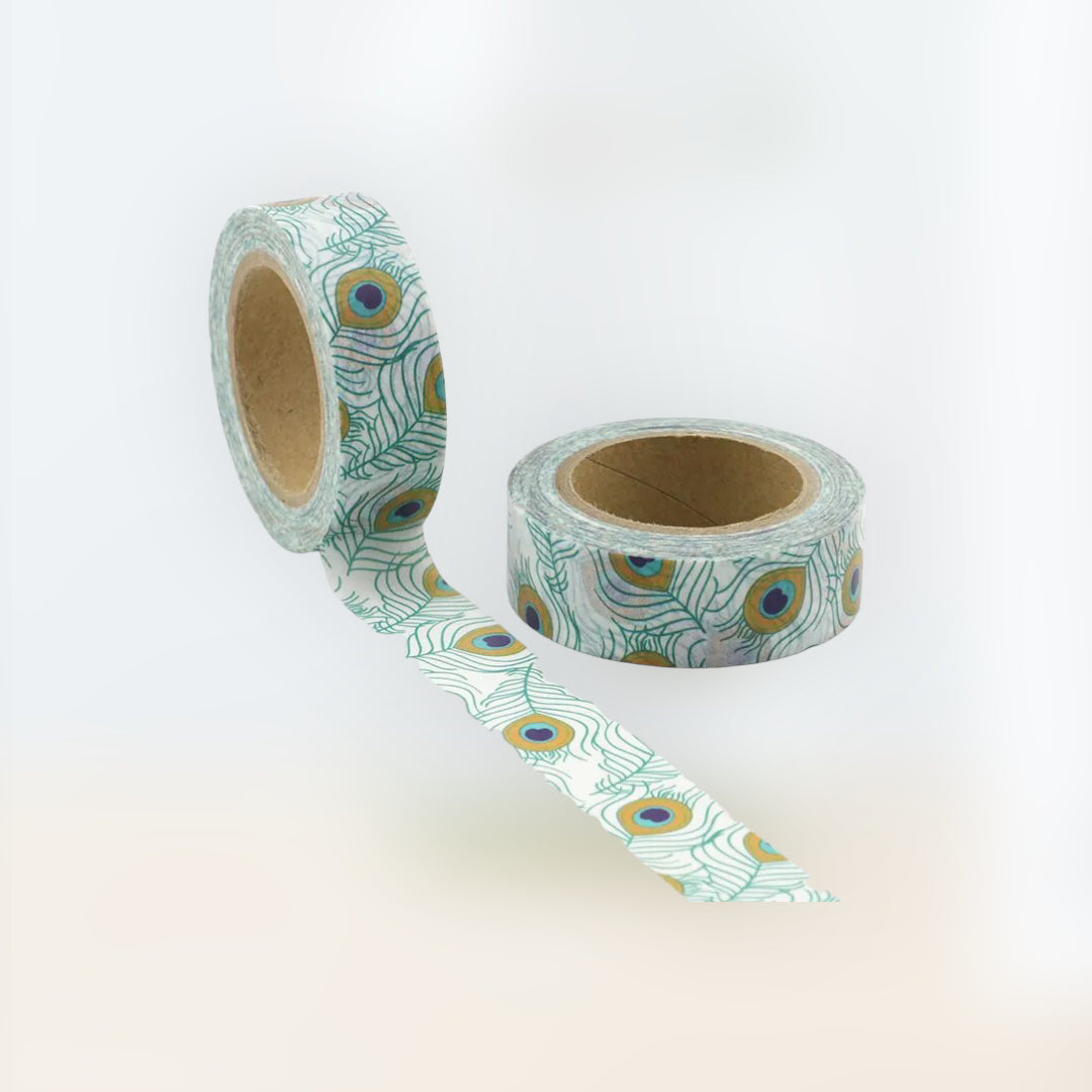 Magical peacock feather tape: set of 10 decorative adhesive tape for creative design