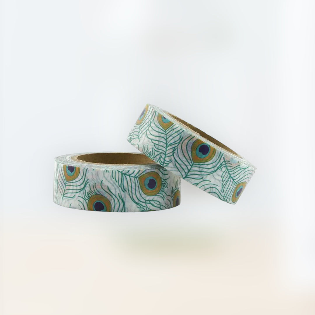 Magical peacock feather tape: set of 10 decorative adhesive tape for creative design