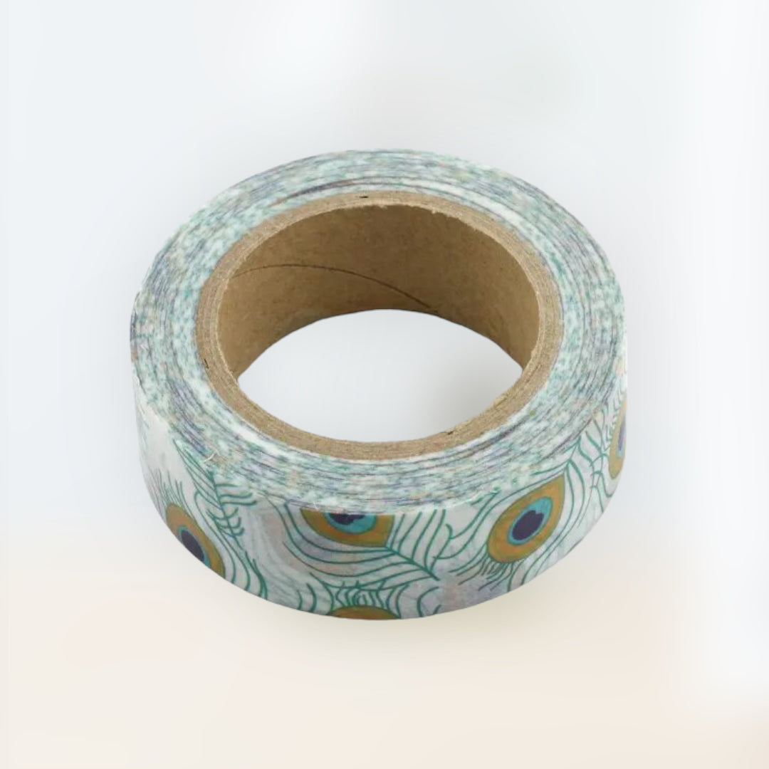 Magical peacock feather tape: set of 10 decorative adhesive tape for creative design
