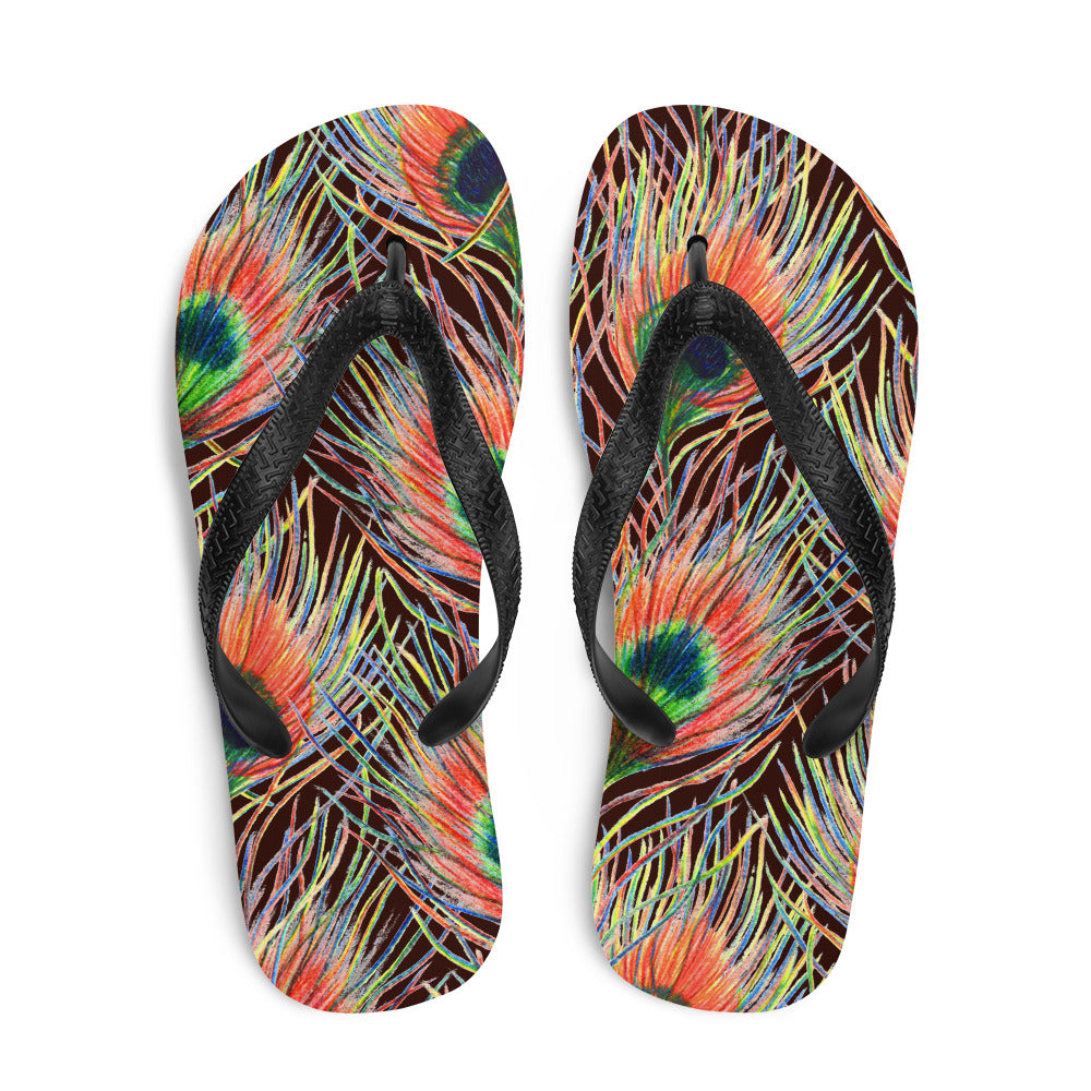 Sommerliche Flip-Flops mit Pfauenfeder-Design