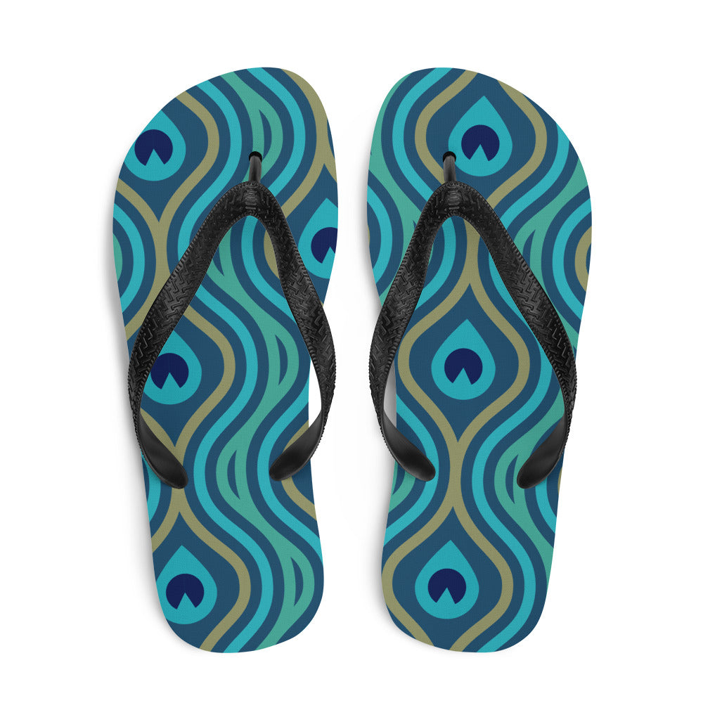 Sommerliche Flip-Flops mit Pfauenfeder-Design