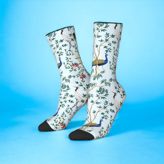 Vintage-Pfauensocken für Herren - Lustige Chinoiserie-Stil Strümpfe für jede Jahreszeit